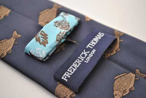 navy tie with carp pattern